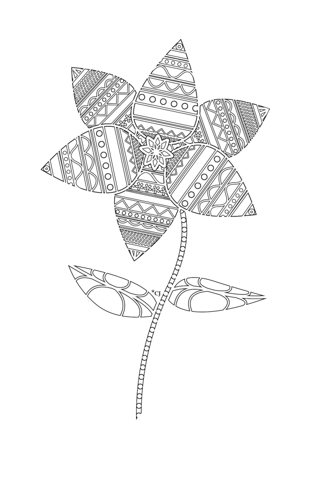 black & white poinsettia coloring page